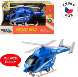 Friction-Powered Police Helicopter with Light and Sound 20 cm
