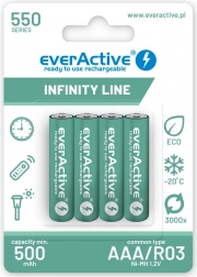AAA R03 Rechargeable Batteries 550 mAh – ready to use Infinity Line (4 pcs)