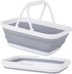 Sammenklappelig indkøbskurv i silikone med håndtag, 9 l