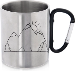 Reismok van roestvrij staal met karabijnhaak 350 ml