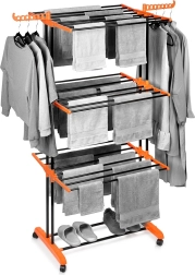 Metal vertical clothes drying rack on wheels XXL 73 × 170 cm