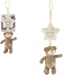 Pluche teddybeer met sterretje – hangend muziekdoosje voor ledikant en kinderwagen, 36 cm