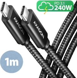 usb‑c kabel 1 m 240 w pd, hitro polnjenje 5 a, pleten, alu konektorji