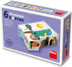 Cubi di legno con immagini per bambini – anatra, cane, albero (6 cubi)