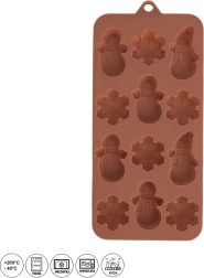 Silicone chocolate mold Christmas 12 shapes brown - 1 piece