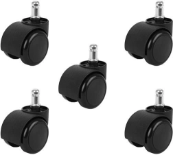 Office Chair Wheels - Set of 5 - Black