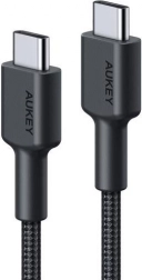 AUKEY USB‑C na USB‑C kabel 0,9 m z najlonskim pletenjem, 60 W PD, 3 A, črn