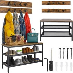 Ruhhy shoe rack with bench and coat rack 73 cm, loft/industrial