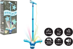 Micro karaoké pour enfants sur trépied avec lumières et sons – Bleu
