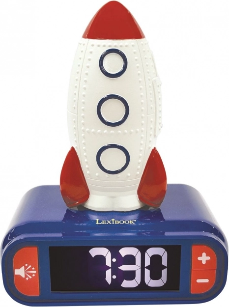 Réveil pour enfants avec veilleuse 3D Fusée