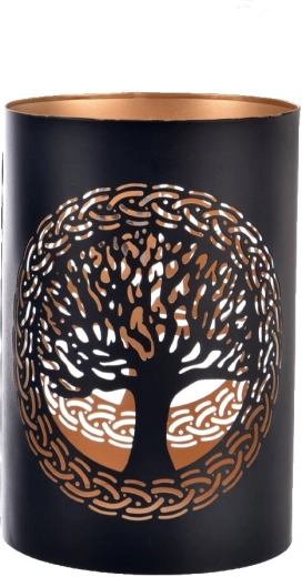 Bougeoir TREE en métal noir et or 22 cm