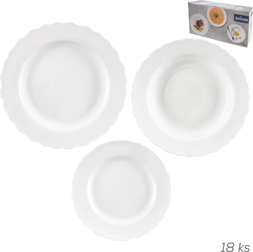 Service de table en porcelaine Mona « Vagues » rond, 18 pièces