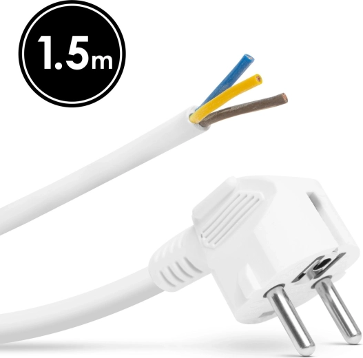 Mounting power socket with 1.5 m cable, 3 × 1.5 mm², white