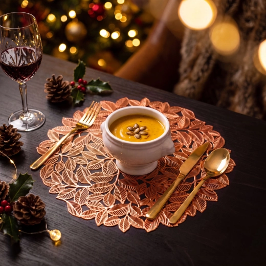 Round bronze placemat with metallic effect 38 cm