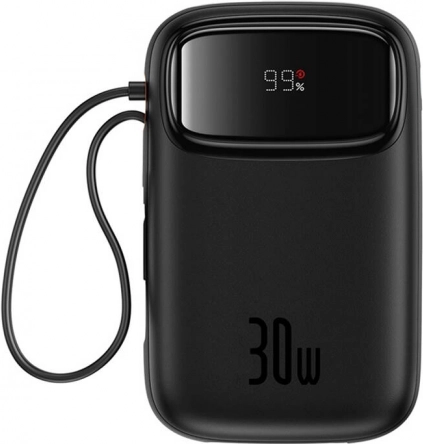 Baseus QPow 2 Power Bank 10000 mAh, 30 W, 2× USB‑C, Black