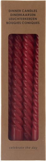 Bougie Twisted rouge, 4 pcs