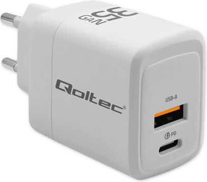 35W GaN | 5-20V | 1.5-3A | 1xUSB-C PD | 1xUSB QC 3.0 | White