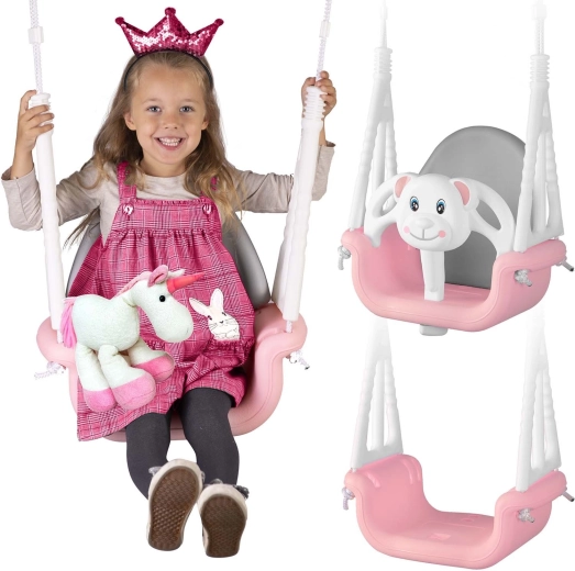 Ricokids gyerek hintakosár macis 3 az 1-ben, rózsaszín