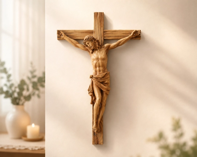 Croce da appendere con figura di Gesù 24 × 6,5 × 36 cm