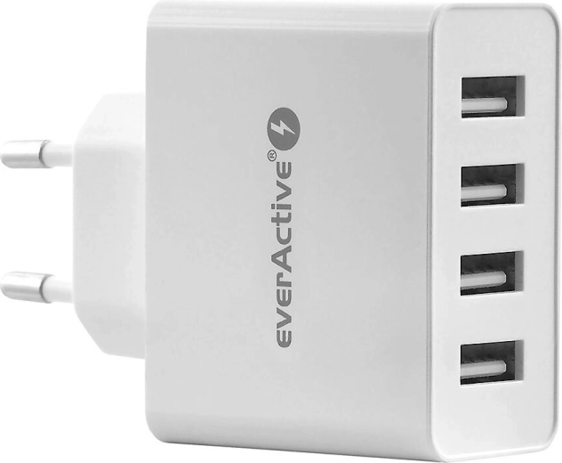 Caricatore USB a 4 porte bianco con tecnologia Iq Smart Charging