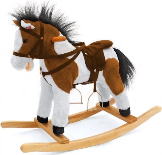 Brown and white rocking horse