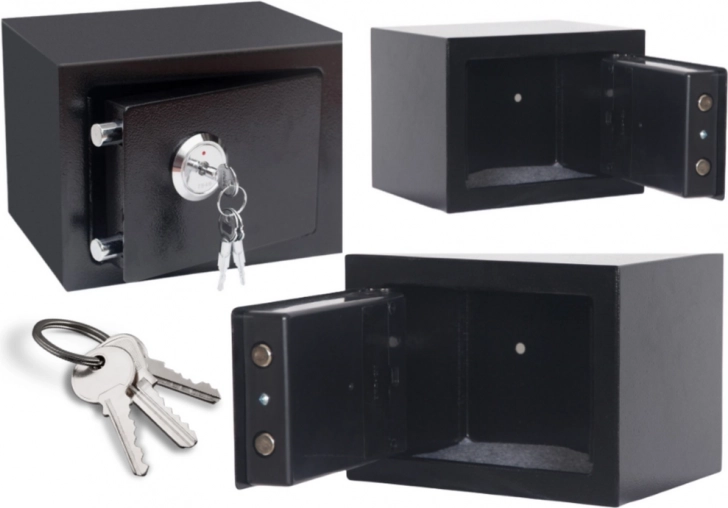 Home steel key-lock safe, black 23 × 17 × 17 cm