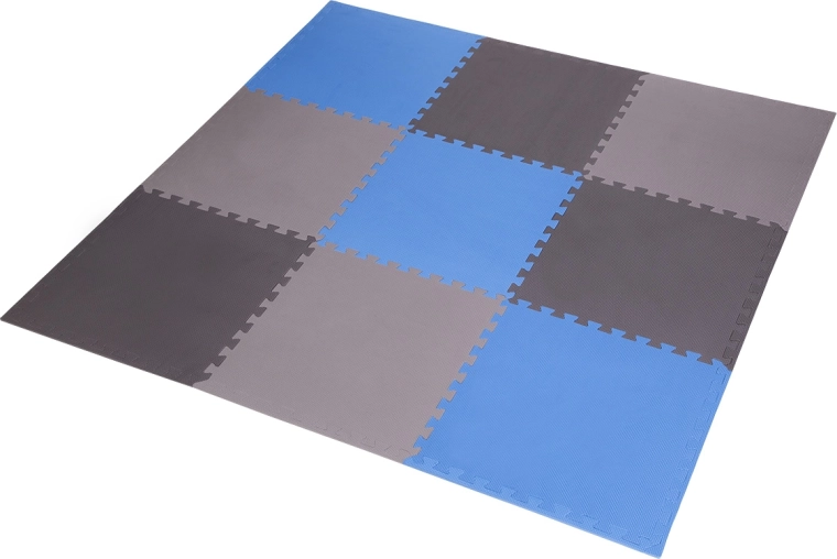 Protective EVA Foam Puzzle Mat ONE Fitness MP10, blue–gray, 9 pieces
