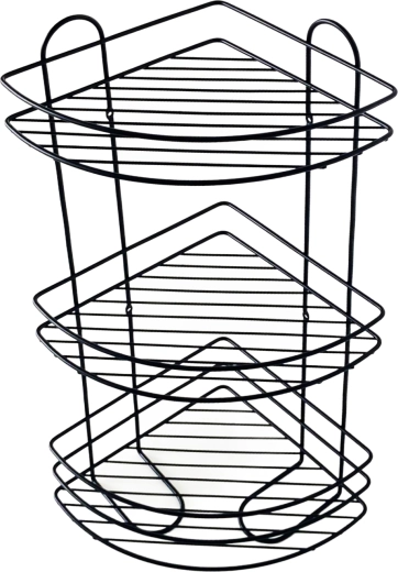 Toro hoekbadkamerrek met 3 niveaus 58 × 31 cm zwart