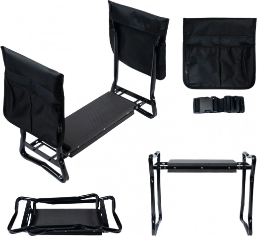 Folding garden kneeler with storage compartments