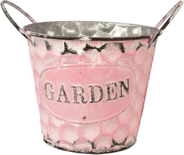 Garden metal planter, pink, 12 × 12 × 13 cm