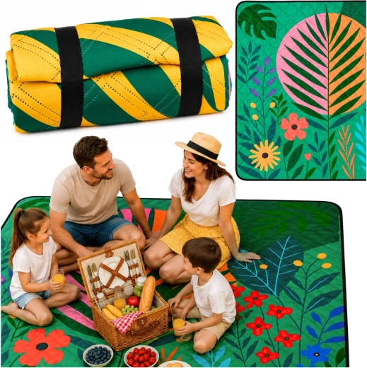 Šarena piknik deka s biljnim motivom 100 × 150 cm
