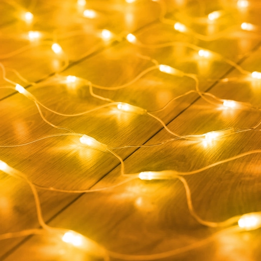 Rete luminosa LED con 100 LED bianco caldo e telecomando, 1,5 × 1,5 m