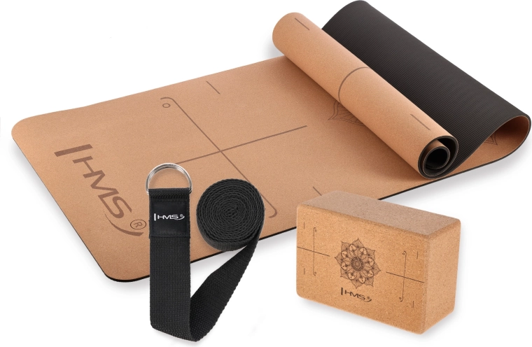 HMS Cork Yoga Set – Mat, Block and Strap
