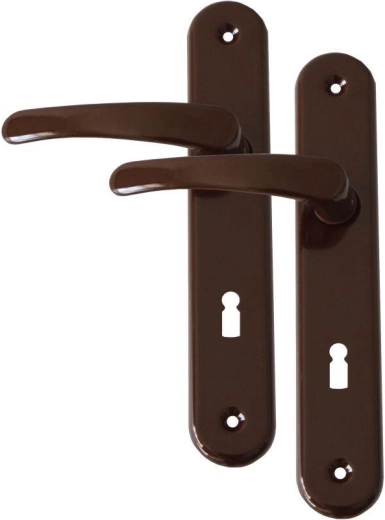 Ferrure de porte MICHAELA béquille avec clé 72 marron métallique