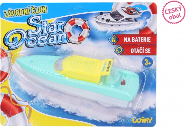 kunststof racebootje voor in het water 18 cm op batterijen