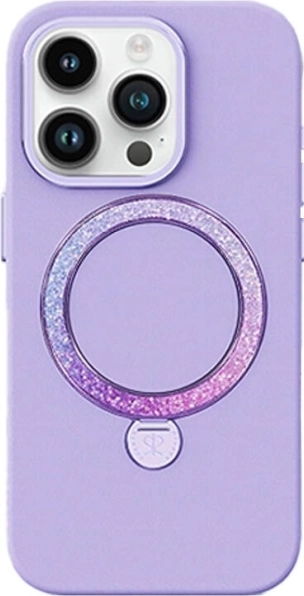 Joyroom Dancing Circle custodia per iPhone 15 Pro viola con anello MagSafe