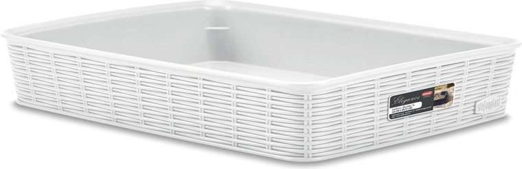 Elegance storage basket white plastic 35.5 × 26 × 6 cm
