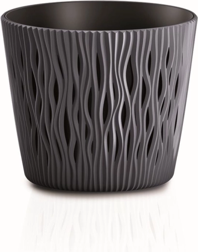 Vaso Sandy Round con inserto 12,8 cm antracite