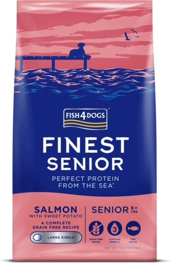 Fish4Dogs Finest salmone con patate dolci per cani anziani di taglia grande 12 kg