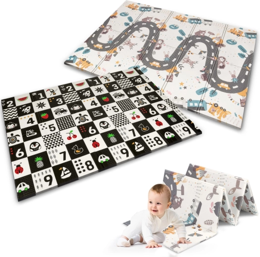 Double-sided design: learning and fun on one mat