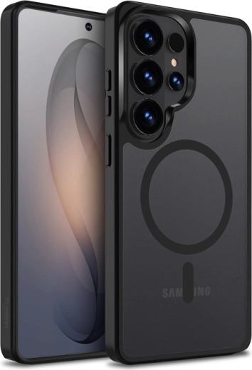 Custodia CRONG Hybrid Matte Magnetic con MagSafe per Samsung Galaxy S26 Ultra – nera