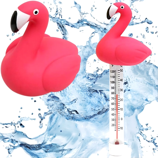 Floating pool thermometer flamingo with cord