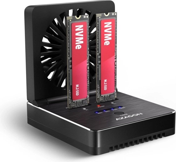 Axagon ADSA-M2C22 Clone Master dock- og klonestation USB-C til 2× M.2 NVMe/SATA SSD 20Gb/s