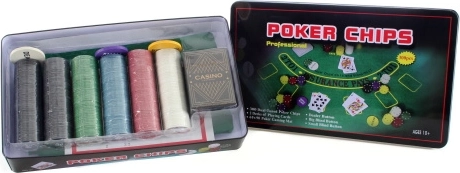 Grande set da poker in scatola di latta