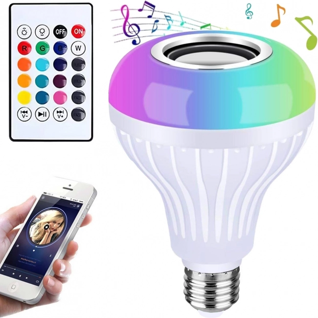 RGB LED bulb with speaker and remote control