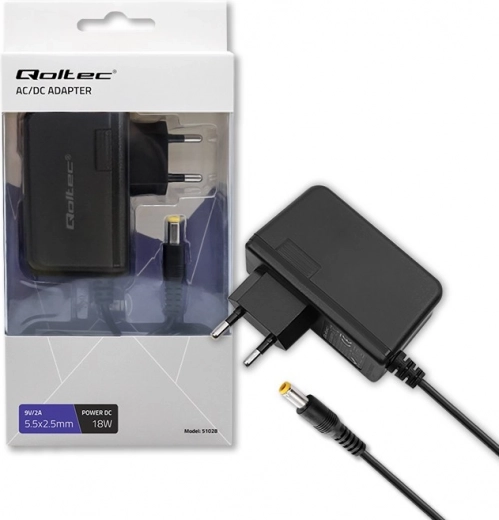 Qoltec adattatore 18W 9V/2A 5.5x2.5