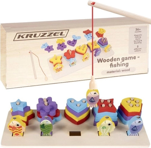 Wooden Sorting Box with Fishing Game