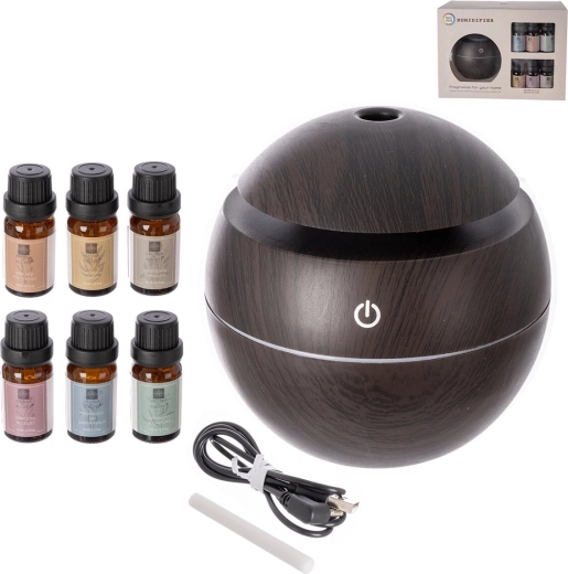 Diffusore di aromi elettrico marrone USB + 6× fragranze da 10 ml