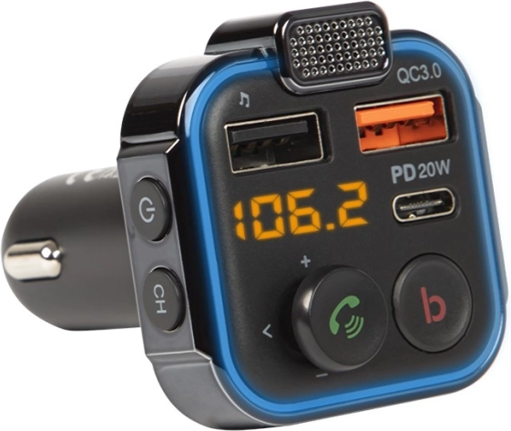 FM Transmitter Bluetooth 5.1 med hurtig opladning QC 3.0