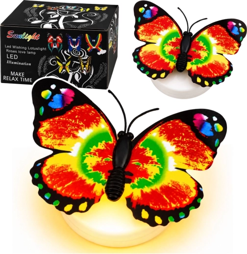 Świecący motylek LED – samoprzylepna dekoracja 6 × 5 cm